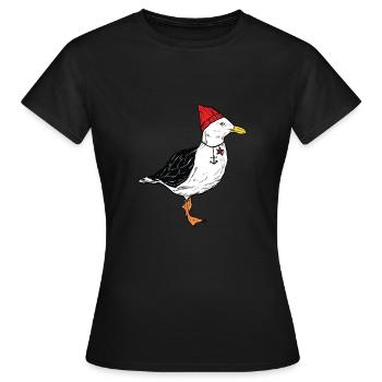Seemöwe Möwe Möwen Küstenvogel Ostsee Nordsee - Frauen T-Shirt - Schwarz - Vorne - AI Model Female 172 dark (172cm)