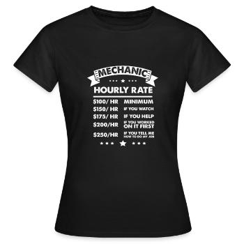 Mechanic hourly wage | Car mechanic engineer - Women's T-Shirt - black - Front - AI Model Female 172 dark (172cm)