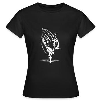 Mains en prière - Mains en prière - T-shirt Femme - noir - Devant - AI Model Female 172 dark (172cm)