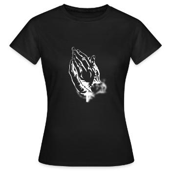 Mains en prière - Mains en prière - T-shirt Femme - noir - Devant - AI Model Female 172 dark (172cm)