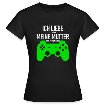 J'aime ma mère | Jeux d'argent, joueurs, jeux vidéo - T-shirt Femme - noir - Devant - AI Model Female 172 dark (172cm)