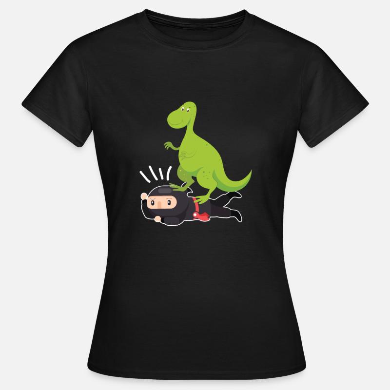 Ninja samurai with dinosaur - Women's T-Shirt - black