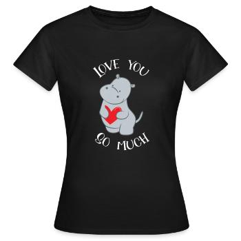 Flusspferd – Hippopotamus - Hippo - Ich liebe Dich - Frauen T-Shirt - Schwarz - Vorne - AI Model Female 172 dark (172cm)