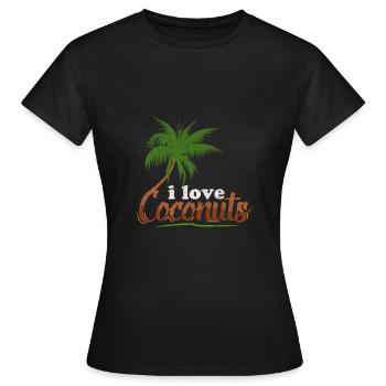 I love Ich liebe Kokosnüsse Kokos Palme Coconut - Frauen T-Shirt - Schwarz - Vorne - AI Model Female 172 dark (172cm)