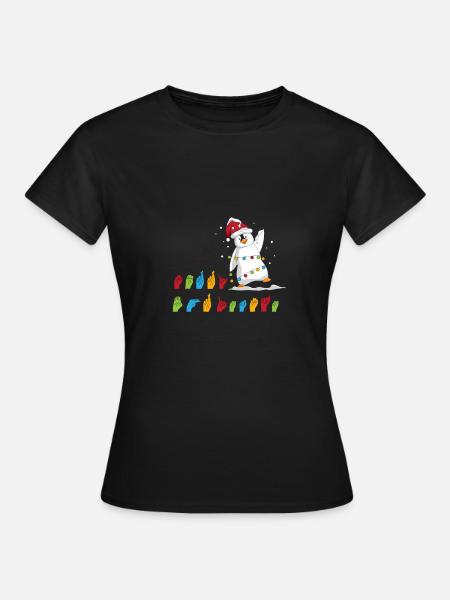 Frohe Weihnachten Pinguin Gebärdensprache Zeichen - Frauen T-Shirt - Schwarz