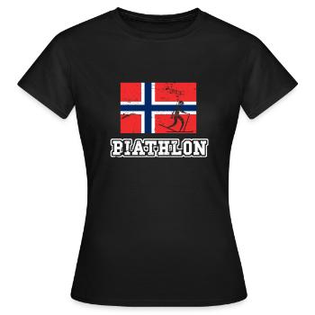 Biathlon Norwegen - Frauen T-Shirt - Schwarz - Vorne - AI Model Female 172 dark (172cm)