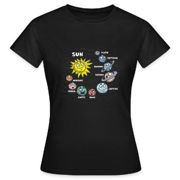 Enfants Soleil Planète Planète Système solaire Système - T-shirt Femme - noir - Devant - AI Model Female 172 dark (172cm)