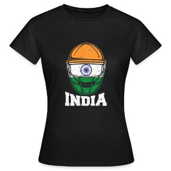 Indien Cricket Design: 2019 Indian International - Frauen T-Shirt - Schwarz - Vorne - AI Model Female 172 dark (172cm)