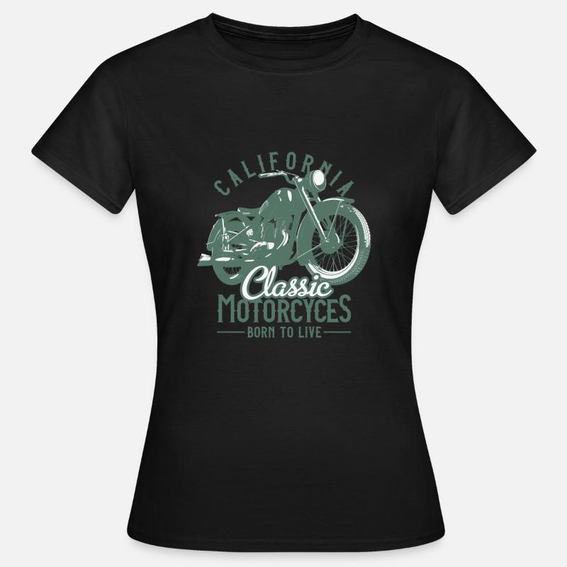 Klassiska motorcyklar. Född att leva - T-shirt dam - svart