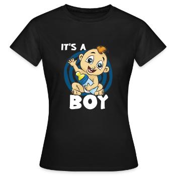 IT S A BOY Baby Junge Sohn Fläschchen Geburt Kind - Frauen T-Shirt - Schwarz - Vorne - AI Model Female 172 dark (172cm)