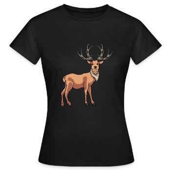 Epischer Hirsch Rotwild Geweih Wild - Frauen T-Shirt - Schwarz - Vorne - AI Model Female 172 dark (172cm)
