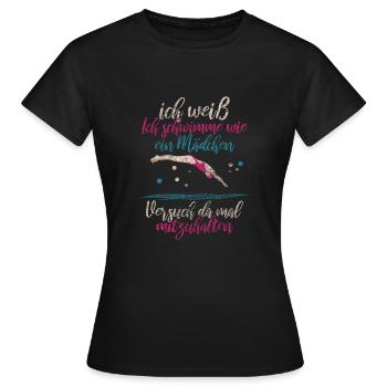 Schwimmerin Sprungbrett Geschenk - Frauen T-Shirt - Schwarz - Vorne - AI Model Female 172 dark (172cm)