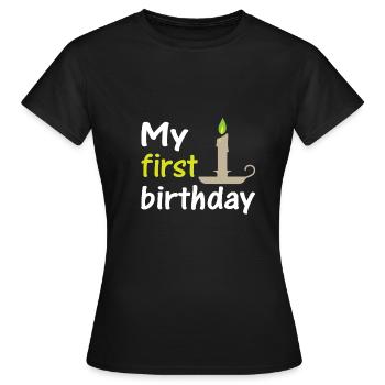 Mon premier anniversaire, mon premier anniversaire - T-shirt Femme - noir - Devant - AI Model Female 172 dark (172cm)