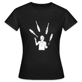 Jongleur T-Shirt - Frauen T-Shirt - Schwarz - Vorne - AI Model Female 172 dark (172cm)