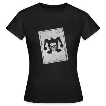 Joker Totenkopf Spielkarte Poker Karte Geschenk - Frauen T-Shirt - Schwarz - Vorne - AI Model Female 172 dark (172cm)