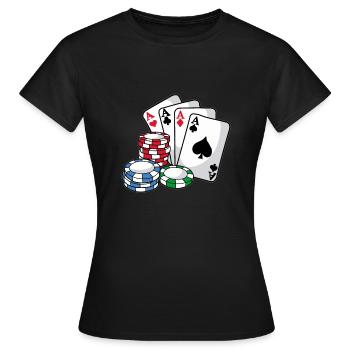Cartes POKER Poker Chips Texas Cadeau Holdem - T-shirt Femme - noir - Devant - AI Model Female 172 dark (172cm)