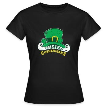 Mister Shenanigan - Chemise de jour St Patty's pour garçon - T-shirt Femme - noir - Devant - AI Model Female 172 dark (172cm)