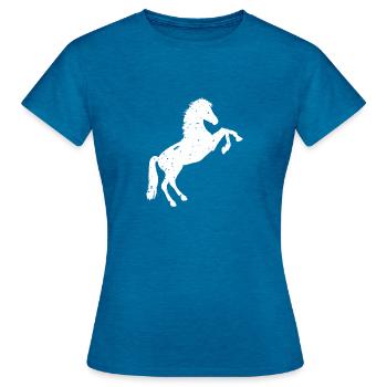 Steigendes Pferd Wildpferd vintage Schimmel steigt - Frauen T-Shirt - Antikblaues Saphir meliert - Vorne - AI Model Female 172 dark (172cm)