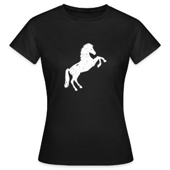 Steigendes Pferd Wildpferd vintage Schimmel steigt - Frauen T-Shirt - Schwarz - Vorne - AI Model Female 172 dark (172cm)