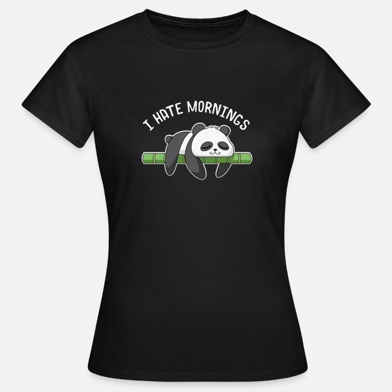 I Hate Mornings Panda Bamboo - Women's T-Shirt - black
