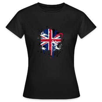 Paintsplash Britische Flagge Shirt | Großbritannien - Frauen T-Shirt - Schwarz - Vorne - AI Model Female 172 dark (172cm)
