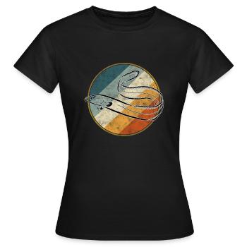 Aal Angeln Retro - Frauen T-Shirt - Schwarz - Vorne - AI Model Female 172 dark (172cm)