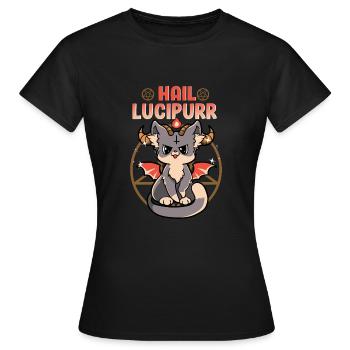 Süße & lustige satanische Hagel Lucipurr freche Kätzchen - Frauen T-Shirt - Schwarz - Vorne - AI Model Female 172 dark (172cm)