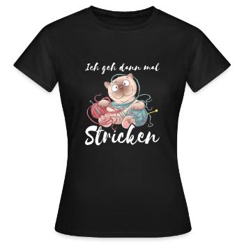 Ich Geh Dann Mal Stricken Katze - Frauen T-Shirt - Schwarz - Vorne - AI Model Female 172 dark (172cm)