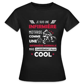 Infirmière Motarde / Médecine Moto - T-shirt Femme - noir - Devant - AI Model Female 172 dark (172cm)