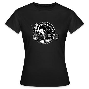 Vintage Rockabilly Garage Girl Biker Streetwear - Frauen T-Shirt - Schwarz - Vorne - AI Model Female 172 dark (172cm)