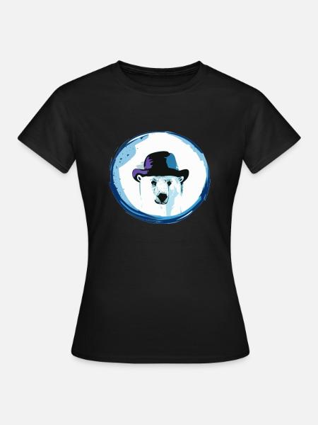 Eisbär mit Hut - Frauen T-Shirt - Schwarz