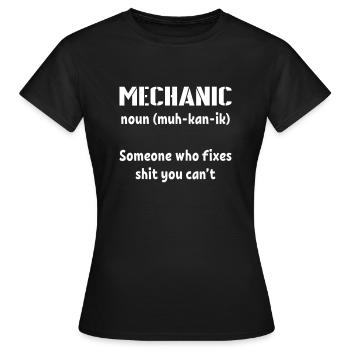 Mechanic Tshirt Funny - Women's T-Shirt - black - Front - AI Model Female 172 dark (172cm)