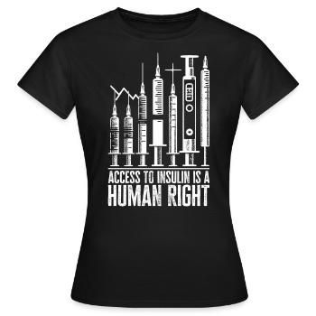 L’accès à l’insuline est un droit humain - T-shirt Femme - noir - Devant - AI Model Female 172 dark (172cm)