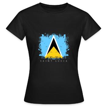 Sainte Lucie Sainte-Lucie Drapeau des Caraïbes Drapeau pays - T-shirt Femme - noir - Devant - AI Model Female 172 dark (172cm)