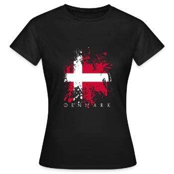 Denmark Dänemark Dansk kopenhagen Flagge Fahne - Frauen T-Shirt - Schwarz - Vorne - AI Model Female 172 dark (172cm)