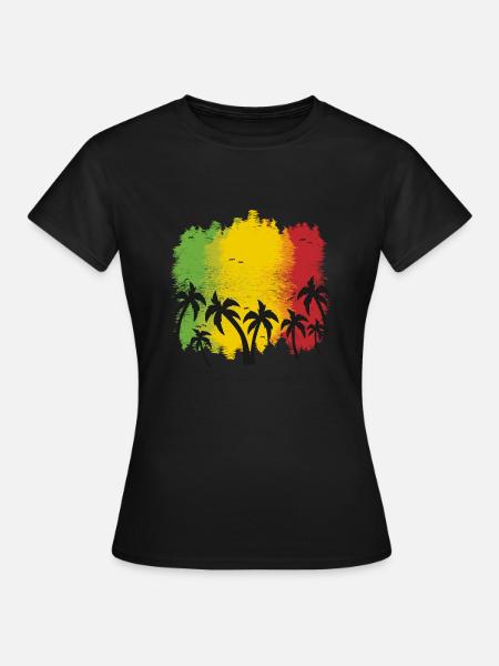 Reggae Palmen - Frauen T-Shirt - Schwarz