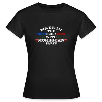 Pays Bas Maroc Pays Origine - Cadeau - T-shirt Femme - noir - Devant - AI Model Female 172 dark (172cm)