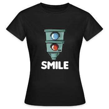 SMILE Starenkasten Blitzer Raser Knöllchen Cartoon - Frauen T-Shirt - Schwarz - Vorne - AI Model Female 172 dark (172cm)