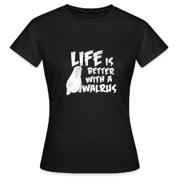 Animaux marins morses - T-shirt Femme - noir - Devant - AI Model Female 172 dark (172cm)