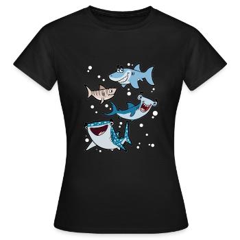 Hammerhai Weißer Hai Tigerhai Haifisch Walhai - Frauen T-Shirt - Schwarz - Vorne - AI Model Female 172 dark (172cm)