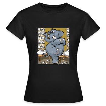 Eléphant maladroit dans le magasin de porcelaine Maladroit - T-shirt Femme - noir - Devant - AI Model Female 172 dark (172cm)