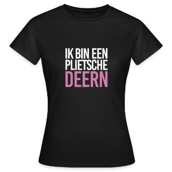 Ik suis un cerf implorant | Bas allemand, nord - T-shirt Femme - noir - Devant - AI Model Female 172 dark (172cm)