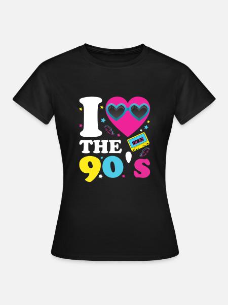 I love the 90's - Retro 90er Jahre Kostüm - Frauen T-Shirt - Schwarz