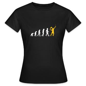Evolution d'un homme des cavernes à un joueur de tennis - T-shirt Femme - noir - Devant - AI Model Female 172 dark (172cm)