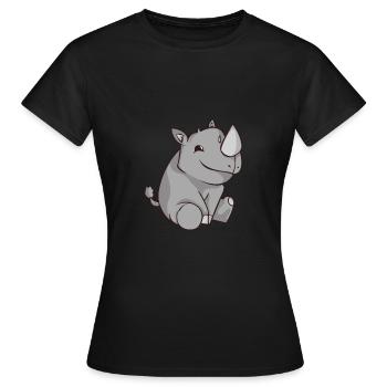 Chibi Comic Rhino Kawaii Joli Cadeau - T-shirt Femme - noir - Devant - AI Model Female 172 dark (172cm)