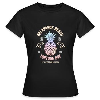 Galapagos Plage Tortuga Bay Ananas vacances voyage - T-shirt Femme - noir - Devant - AI Model Female 172 dark (172cm)