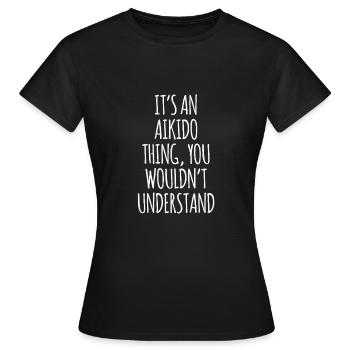 Aikido - Frauen T-Shirt - Schwarz - Vorne - AI Model Female 172 dark (172cm)