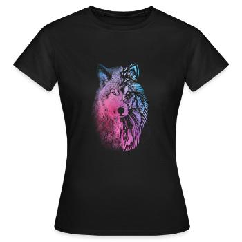 Tshirt symbole animal loup Mandala dans le yoga - T-shirt Femme - noir - Devant - AI Model Female 172 dark (172cm)