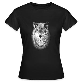 Style de tatouage tribal de loup mandala - T-shirt Femme - noir - Devant - AI Model Female 172 dark (172cm)