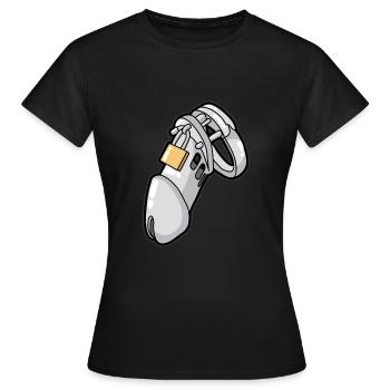 Chastity Ceinture de chasteté Cuckold Sub Esclave - T-shirt Femme - noir - Devant - AI Model Female 172 dark (172cm)